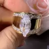 3.5ct Vintage Marquise Cut White Sapphire Engagement Ring