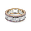 Handmade Two Tone Asscher Cut Sterling Silver Women's Band