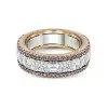 Handmade Two Tone Asscher Cut Sterling Silver Women's Band
