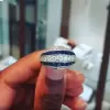 5ct Round Cut White and Blue Sapphire Vintage Wedding Band