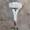 Handmade Princess Cut White Sapphire Halo Engagement Ring
