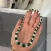 Emerald Cut Emerald&White Sapphire Necklace