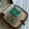 8ct Art Deco Colombian Emerald Ring