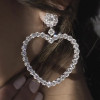 Round Cut White Sapphire Heart Hoop Earrings
