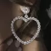 Round Cut White Sapphire Heart Hoop Earrings