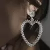 Round Cut White Sapphire Heart Hoop Earrings