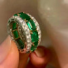 8.35ct Emerald Cut Green Sapphire Eternity Band