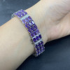 42ctw Oval Cut Amethyst Three Row Statement Bracelet