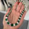 Emerald Cut Emerald&White Sapphire Necklace