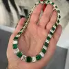 Emerald Cut Emerald&White Sapphire Necklace