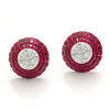White Sapphire and Ruby Vintage Stud Earrings