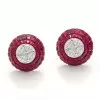 White Sapphire and Ruby Vintage Stud Earrings