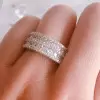 Round&Asscher Cut White Sapphire Wedding Band