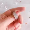 Round&Asscher Cut White Sapphire Wedding Band
