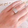 Round&Asscher Cut White Sapphire Wedding Band
