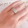 Round&Asscher Cut White Sapphire Wedding Band