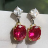 9ctw Oval Cut Ruby Classic Drop Earrings