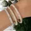 7mm Width Baguette and Round Cut Paved Stackable Bangle