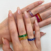 7ctw Emerald Cut Multicolor Sapphire Channel-Set Eternity Ring