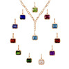 6ct Emerald Cut Birthstone Detachable Drop Link Necklace