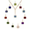 6ct Emerald Cut Birthstone Detachable Drop Link Necklace