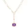6ct Emerald Cut Birthstone Detachable Drop Link Necklace