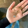Double Bubble Bezel Pendant Ball Chain Everyday Necklace