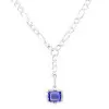 6ct Emerald Cut Birthstone Detachable Drop Link Necklace