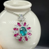 2.5ct Oval Cut Green Paraiba Tourmaline Flower Necklace