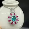 2.5ct Oval Cut Green Paraiba Tourmaline Flower Necklace