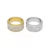 Micro Pave Setting Stainless Steel Men's Band Ring