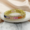 Emerald Cut Rainbow Color Sapphire Tennis Bracelet