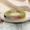 Emerald Cut Rainbow Color Sapphire Tennis Bracelet