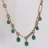 15ctw Pear Cut Emerald Link Chain Station Necklace