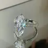 3.8ct Marquise Cut White Sapphire Paved Engagement Ring