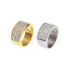 Micro Pave Setting Stainless Steel Men's Band Ring