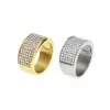 Micro Pave Setting Stainless Steel Men's Band Ring