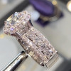 6.8ct Halo Round Cut White Sapphire Side Paved Engagement Ring