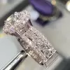 6.8ct Halo Round Cut White Sapphire Side Paved Engagement Ring