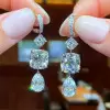 16CTW Cushion Cut White Sapphire Drop Earrings 