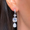 16CTW Cushion Cut White Sapphire Drop Earrings 