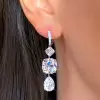 16CTW Cushion Cut White Sapphire Drop Earrings 