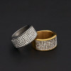 Micro Pave Setting Stainless Steel Men's Band Ring