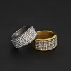 Micro Pave Setting Stainless Steel Men's Band Ring