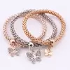 Butterfly Shape White Sapphire Tricolor Alloy Bracelet Set