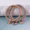 Butterfly Shape White Sapphire Tricolor Alloy Bracelet Set