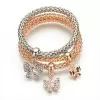 Butterfly Shape White Sapphire Tricolor Alloy Bracelet Set