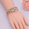Butterfly Shape White Sapphire Tricolor Alloy Bracelet Set