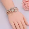 Butterfly Shape White Sapphire Tricolor Alloy Bracelet Set