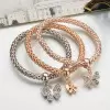Butterfly Shape White Sapphire Tricolor Alloy Bracelet Set